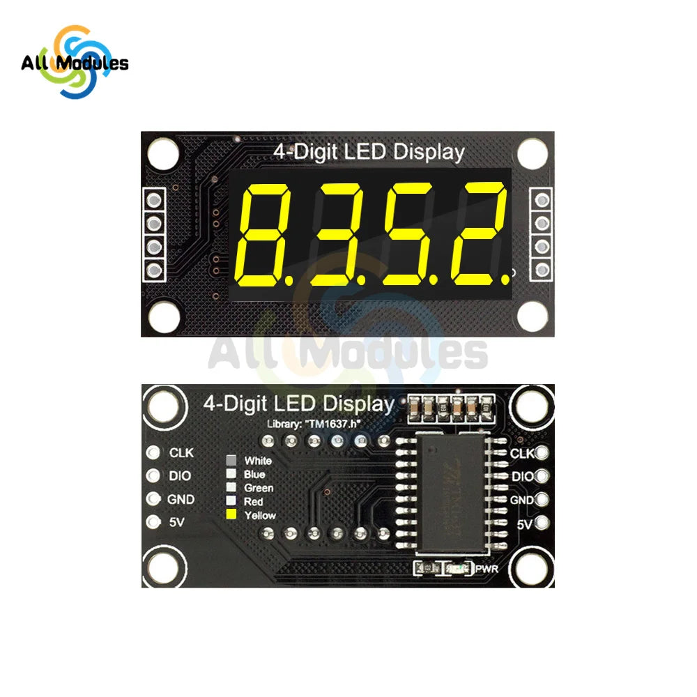 TM1637 0.36" 0.36 Inch 7 Segments Digital Display Tube 4-Digit LED  Module Board For Arduino Red Green Blue Yellow White