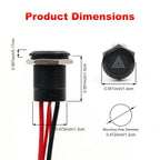 12mm Plastic Push Button Switch IP65 Waterproof 12V 24V Pre-Wired Symbol LED Dash Indicator Switch for Car Marine Boat RV Truck