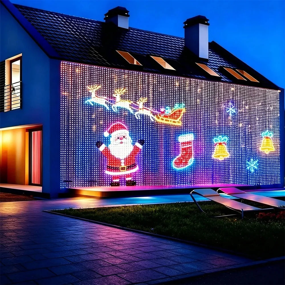 LED Christmas Curtain Light Holiday Fairy Lamp App Control Music Sync DIY Pattern Waterproof for Indoor Outdoor Party Home Decor