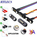 3A Magnetic Spring Loaded Pogo Pin Connector 5-24VDC 2/3/4 Pin Male Female Blind Led Lamp Snap-on JST SM JR Servo Extended Cable