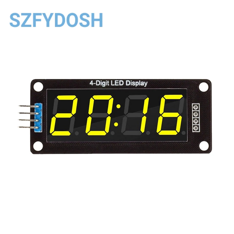 0.56" TM1637 4-Digit 7-Segment LED Display Module For Arduino – Red, Blue, Green, Yellow, White Clock Tube