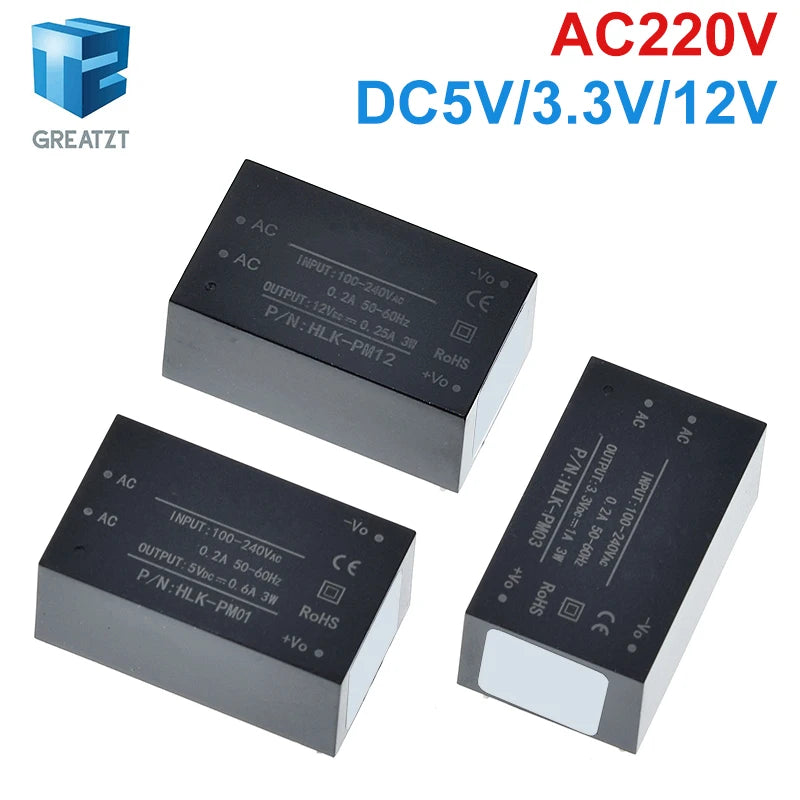GREATZT HLK-PM01 HLK-PM03 HLK-PM12 AC-DC 220V to 5V/3.3V/12V Mini Power Supply Module Intelligent Household Switch HLK-5M05