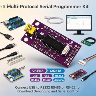 CJMCU-341 CH341A USB to RS232/RS485/RS422 Converter Module, Multi-Protocol Serial Programmer for Arduino