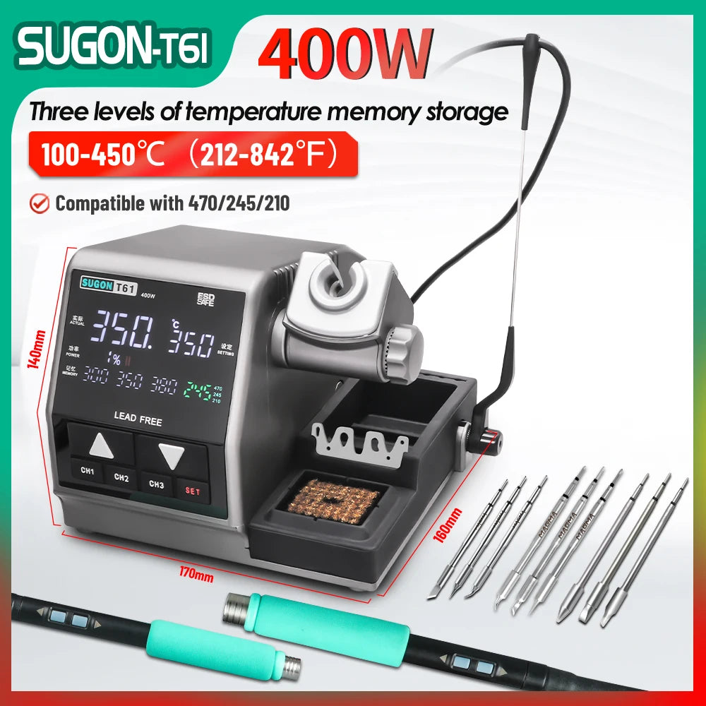 SUGON T61 400W Soldering Station C470/245/210 Electronic Soldering Iron Large Solder Precision welding Phone PCB BGA Repair Tool