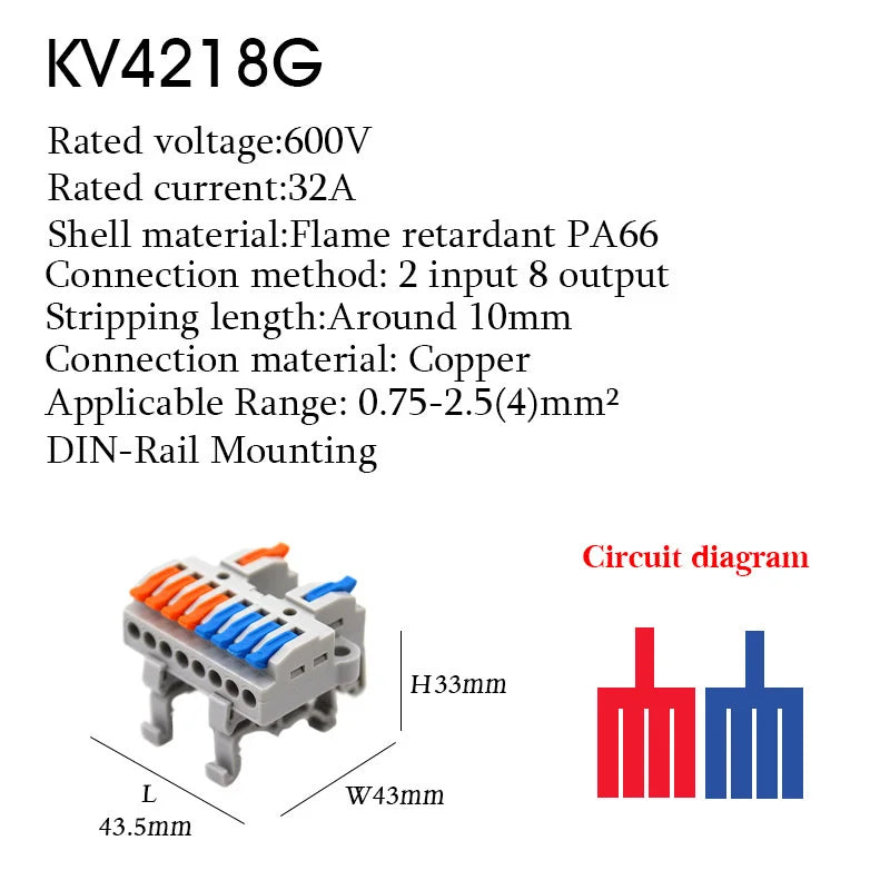 1PC Wire Connector Electric Universal Quick Conductor Splitter Push-in LED Cable Terminal Blocks Mountable Rail Junction Box