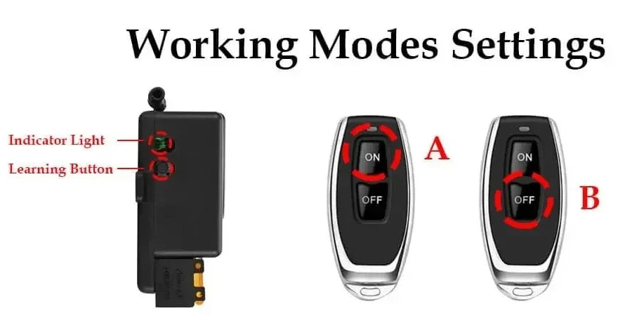 Universal 433Mhz Smart Switch with Wireless Remote Control Relay for Water Pump Motor Led Electric Appliance Learning Code 30A