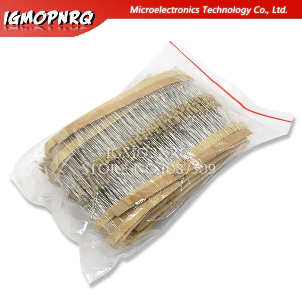 1500PCS 1/4W Carbon Film Resistors Assorted kit 75Values (1 ohm~ 10M ohm) Resistance 5% Tolerance Resistor Pack