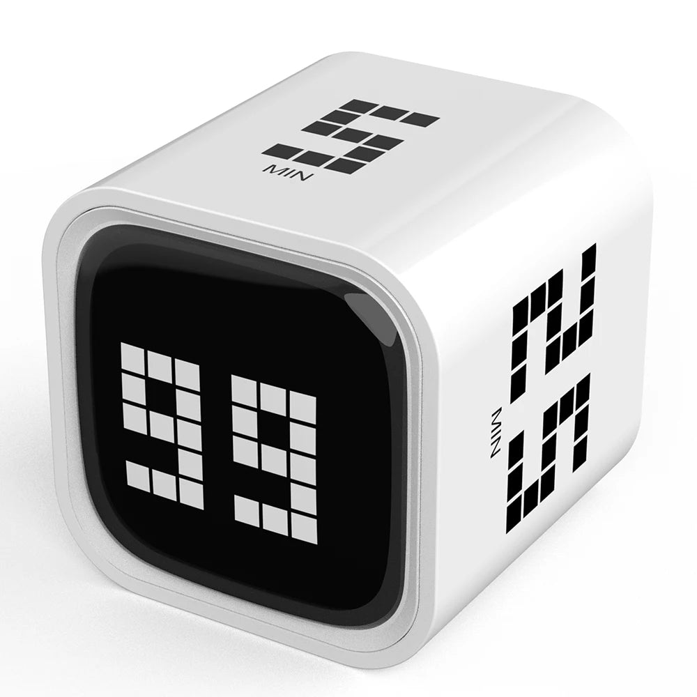 Adjustable Cube Pomodoro Timer - 5/25/10/60 Minute Countdowns, Settings - Pause, Resume, Silent, Vibrate & Sound Alarm Timer
