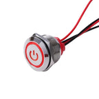 New 16/19/22mm Push Button Switch Metal Latching Action Panel Mount Switch Pre-Wired Illuminated Ring Short Body