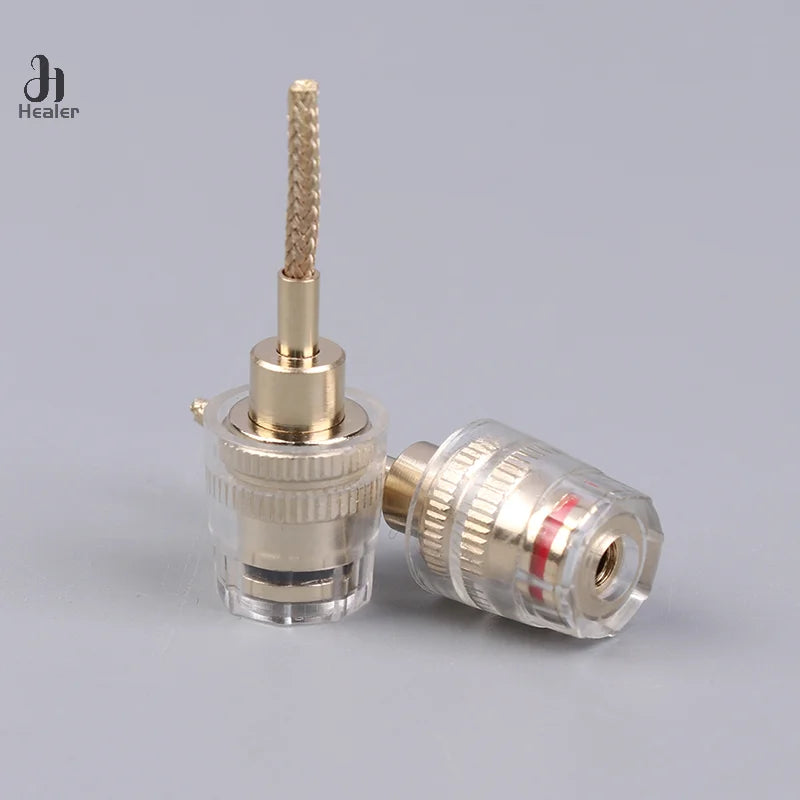 2/4Pcs 4MM Banana Female To 2MM Pin Connector HIFI Cable Adapter Plug Braided Copper Wire Socket