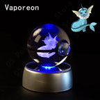Pokemon Crystal Ball 3D Mewtwo Pikachu Gengar Pokeball 3D Night Light Lamp Glass Statue Pokemon Crystal Ball Birthday Gift
