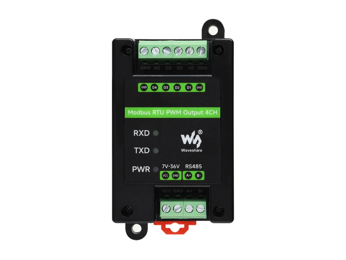Industrial 4-Ch PWM Output Module, Modbus RTU Protocol, Isolated RS485 Interface, Adjustable Frequency and Duty Cycle, With Vari