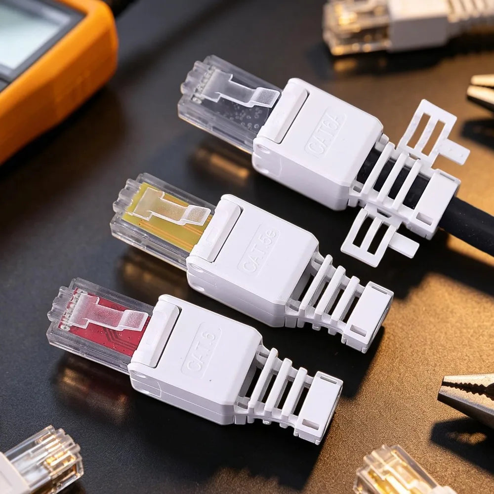 1/2Pcs Tool Free RJ45 Connector for UTP CAT6A/CAT6/CAT5E No Crimper Internet RJ 45 for 23awg-26awg Toolless LAN Cord Ends