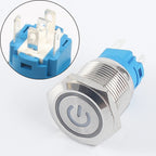 19mm Waterproof Momentary Latching Metal Doorbell Bell Horn Push Button Switch LED Ring Mark Fixation 5V 12V 24V 220 Lock Reset