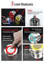 ABILKEEN 30mm 1NO Momentary/Latching Function Piezo Electric Switch IP68 Waterproof Pressure-Sensitive Switch