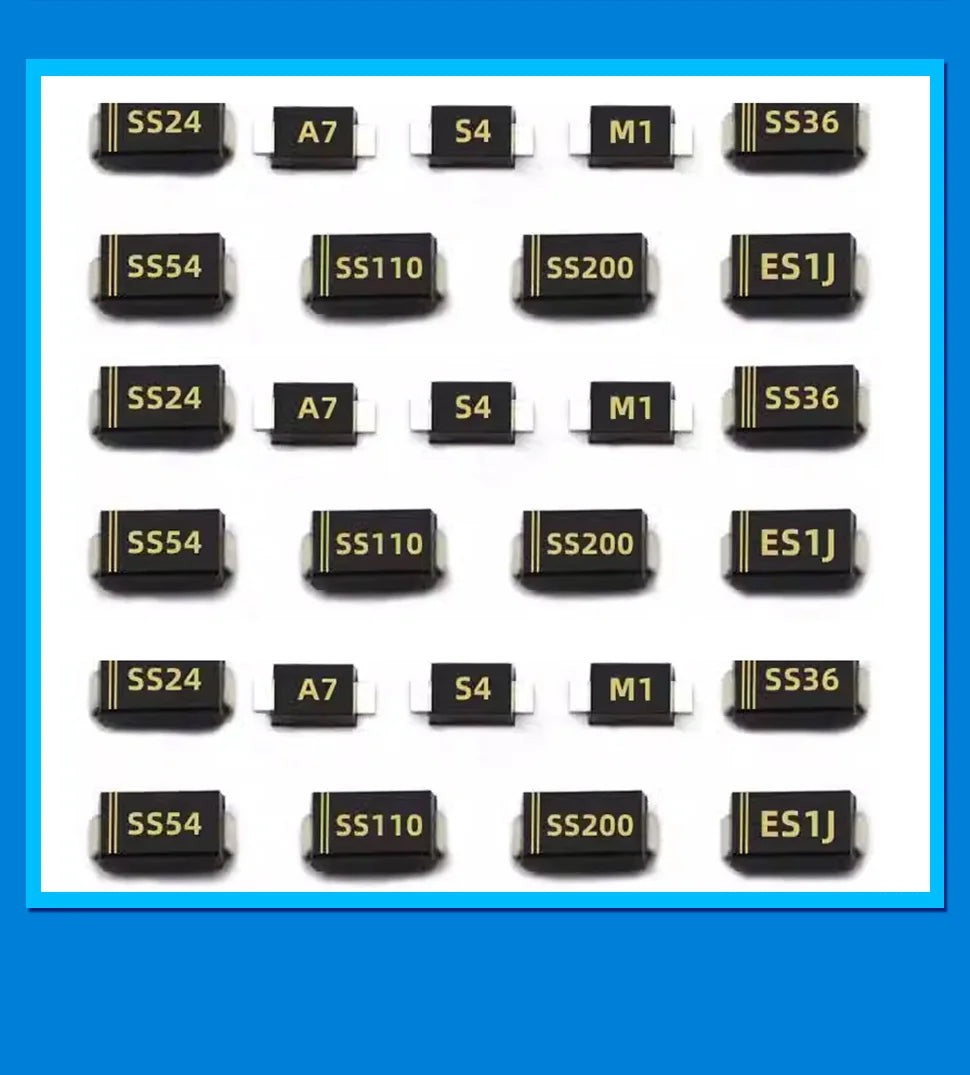 20PCS SMD Schottky Diode SS12 SMA SS14 1N5819 SS24 SB240 SS26 SR260 SS54 1N5824 SS34 1N5822 SR360 SS36 SS110 SB1100 SS2200