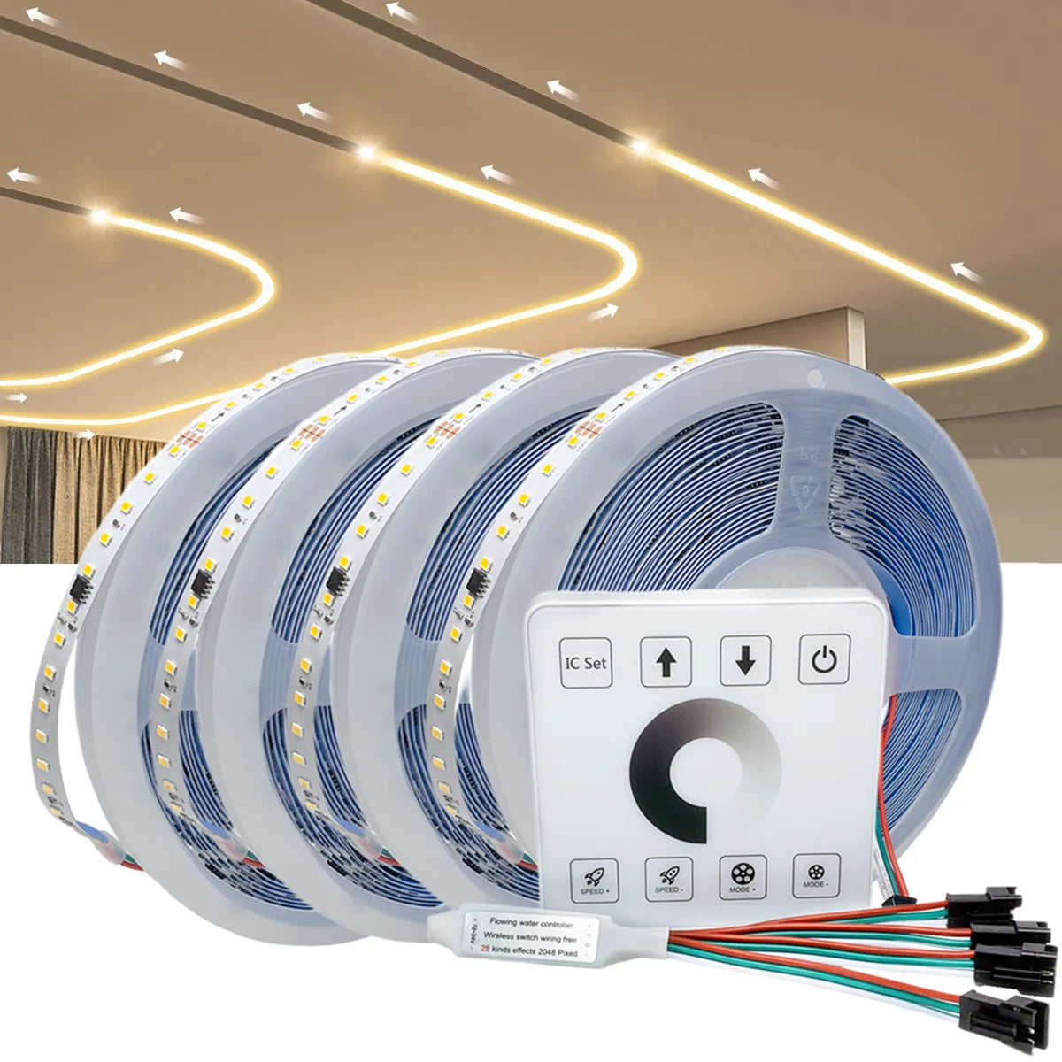 Running Water Flowing LED Strip Light WS2811 SMD2835 Flexible Linear Lamp Set DC24 Horse Race Pixel Addressable