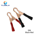 2PCS 30A 50A 100A Car Alligator Clips Battery Clamps Crocodile Clip Red Black Positive Negative 75MM 80MM 90MM length Red Black