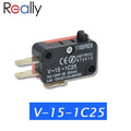 5PCS V-1C25 Series Stroke Limit Microwave Oven Door Micro Switch Hinge Roller Hinge Lever Momentary Snap Action 15A  250VAC