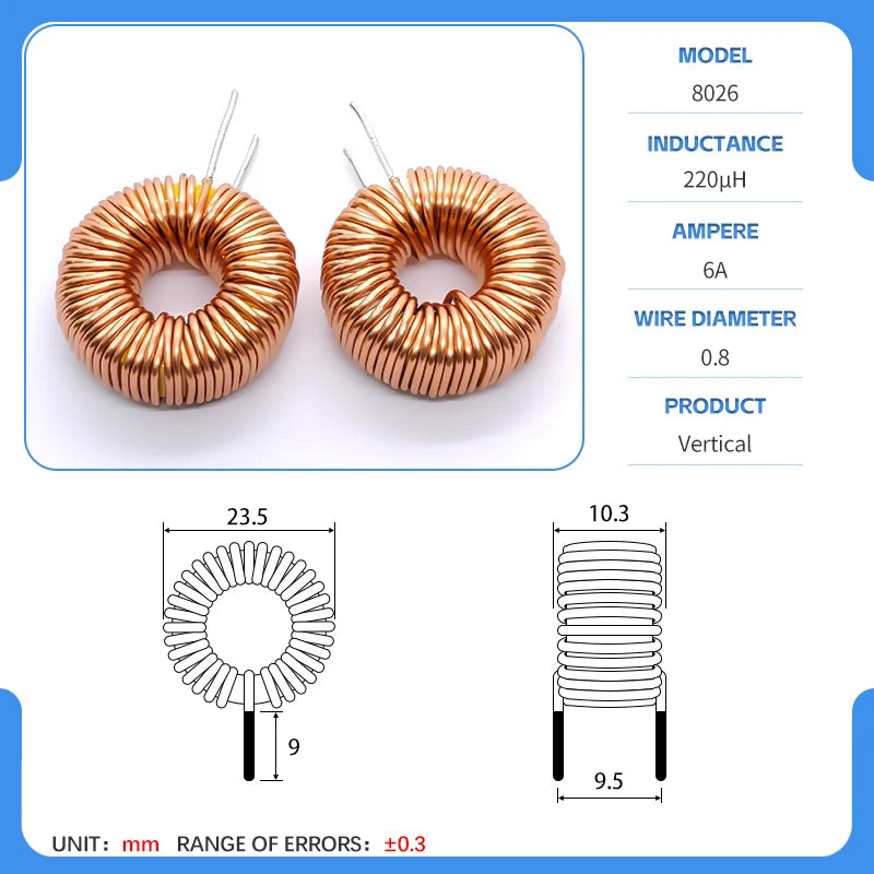 20mm 80-26 Iron powder core Toroidal inductor Wirewound inductor Iron powder core Magnetic ring inductor