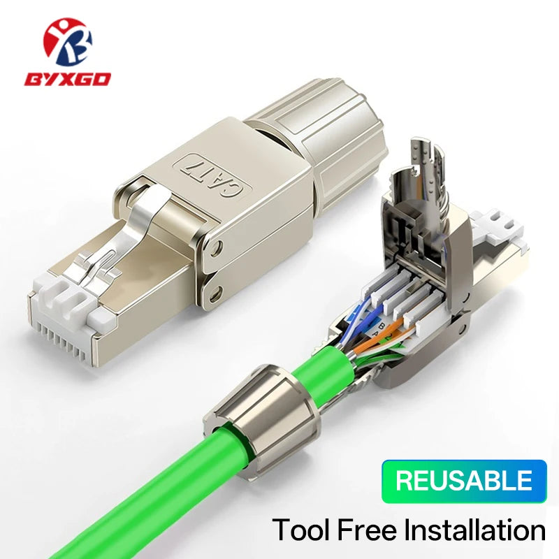 Tool Free Metal RJ45 Connector Toolless Reusable 23AWG to 26AWG Cable Internet Plug Easy Installation Tool-Free Termination Plug