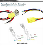 12V 19mm Warning LED Indicator Light Panel Metal Push Button Switch Lock and Momentary on Off with Dash LOGO Symbol