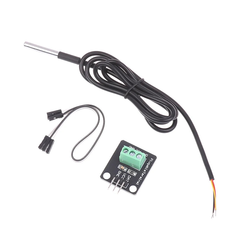 DS18B20 Temperature Sensor Module Waterproof Digital Sensor Cable Stainless Steel Probe Terminal Adapter For Arduino