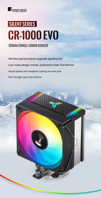 JONSBO CR-1000EVO CPU Cooler 120mm ARGB PWM CPU Cooling Fan 4 Heat Pipes TDP 220W Radiator For intel LGA 115X 1200 1700 AM4 AM5