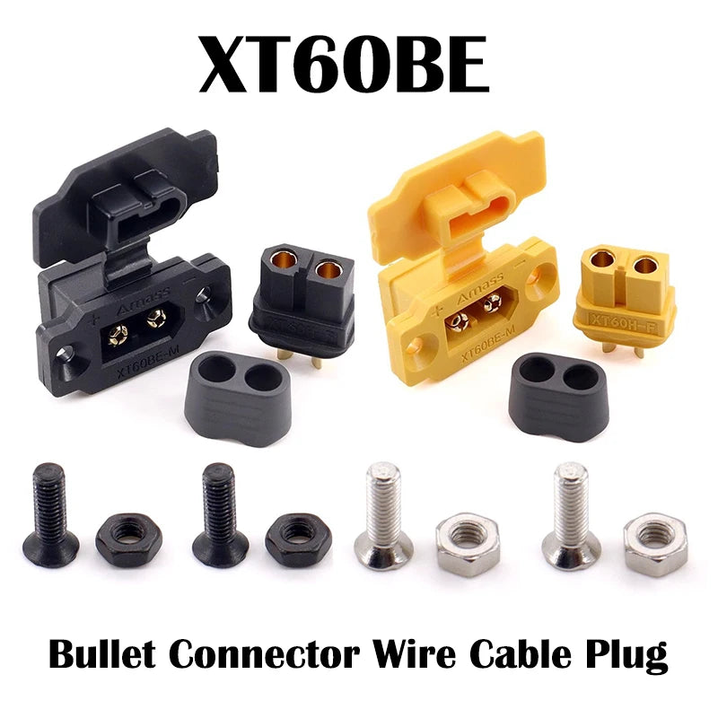 Original Amass XT60BE- XT60 Gold Plated Bullet Connector Panel Mount Fixed Plug for RC FPV Drone Battery Charger Motor ESC