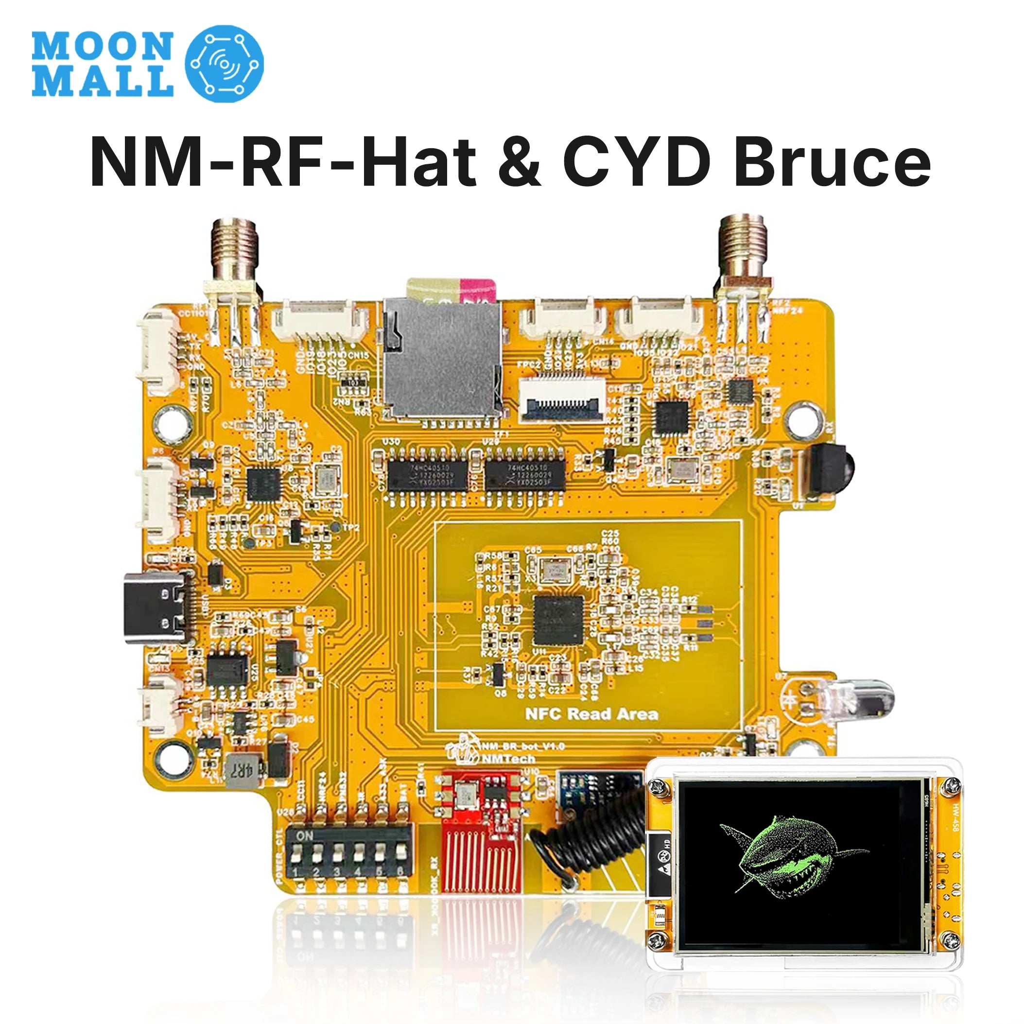 NM-RF-Hat Companion Hat Multi-Band RF For Bruce CYD ESP32-2432S028 CC1101 NRF24 PN532 IR TX/RX 433M OOK Power Mgmt TF Slot