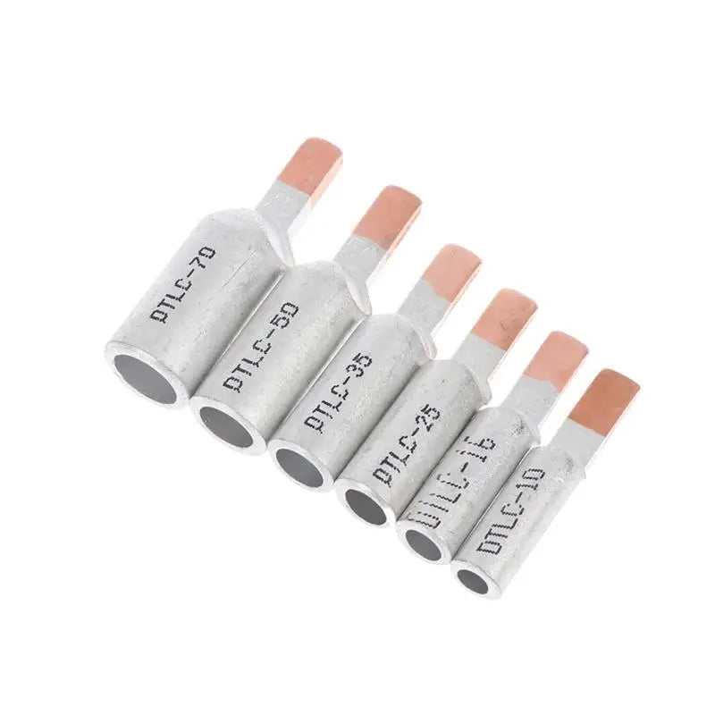 5Pcs DTLC-10/16/25/35/50/70 Electrical Cable Wire Tubular Lug Screw Connection Connector Copper-AL Cord Spade Pin Crimp Terminal