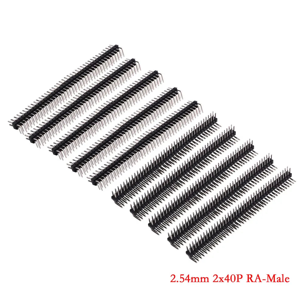 10Pcs 2.54mm 2*40Pin 90 degree Right Angle Double Row Male R/A 80 Pin Header Positive PCB Board Connector Pin Header