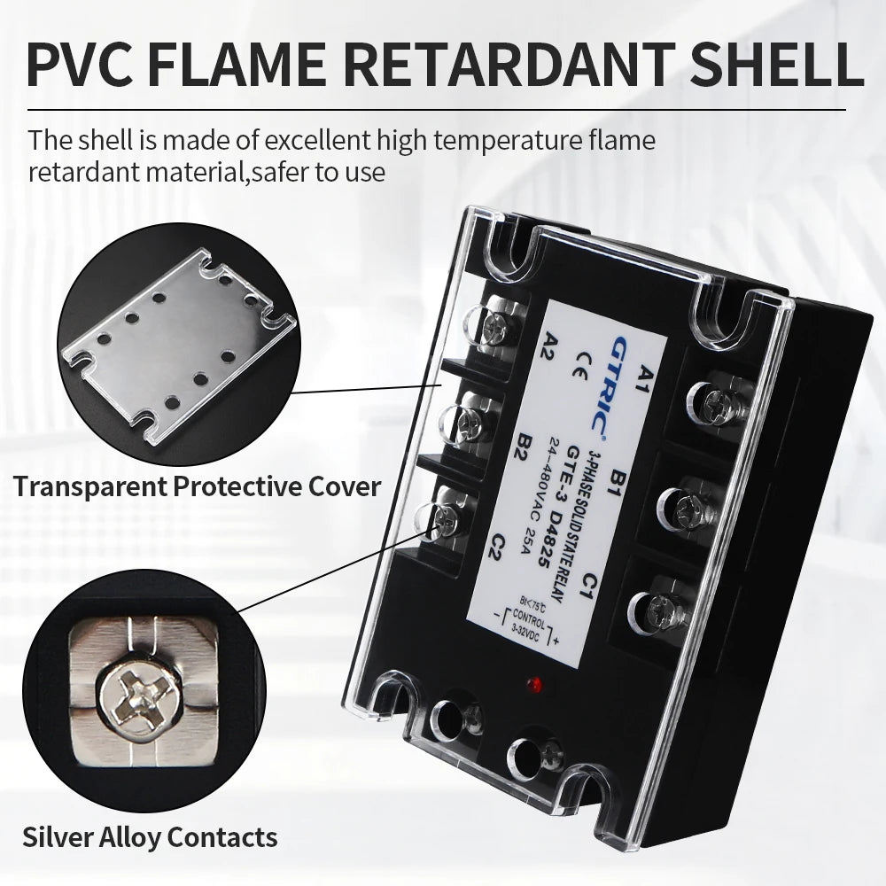 GTRIC Three-phase Solid State Relay DC Control AC AC Control AC 10A25A 40A 60A 80A 100A 120A 150A 200A 380V AC Solid State Relay