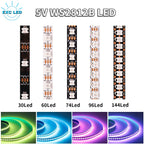 WS2812B WS2812 RGB Led Strip Light Addressable Smart Individually Pixel LED Strip Tape Rope 30/60/74/96/144Pixel/Leds/M DC5V