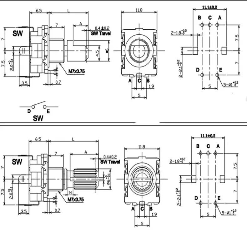 New Original EC11 Rotary Encoder with Switch Shank Length 15mm/20mm Plum Shank Half Shaft 20 Pulses Digital Signal Potentiometer