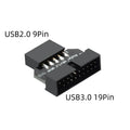 Motherboard USB 3.0 19-Pin To USB 2.0 9-Pin Adapter 9Pin to 19Pin Header 480Mbps Data Transmission Cable for Desktop Front Panel