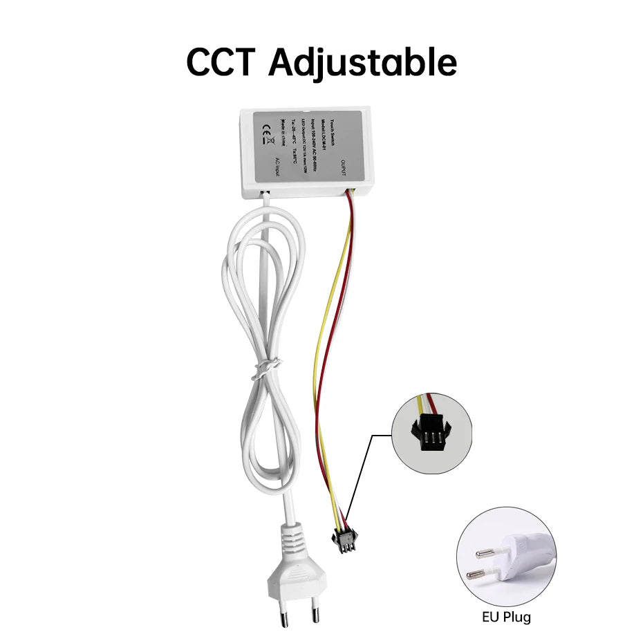 Bathroom Mirror Touch Sensor Switch AC110-220V to DC12V 1A with Infinite Dimming Control for Makeup Mirror Backlight Decoration