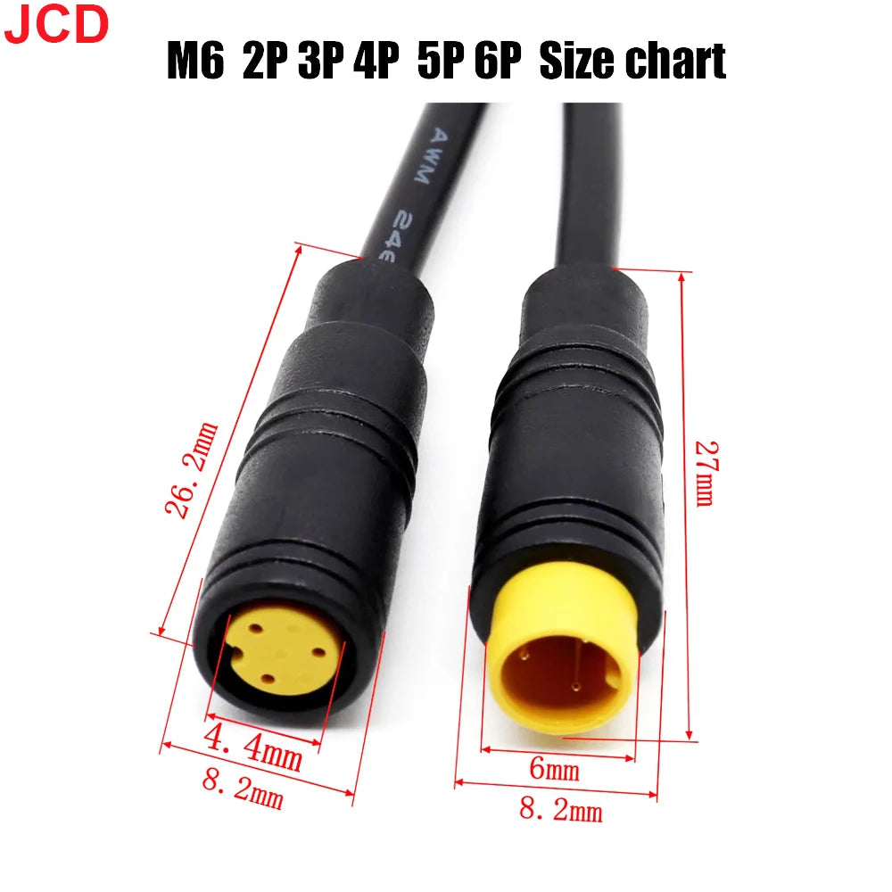 1pcs M6 M8 2 3 4 5 6 Pin Electric Bicycle Butt Joint Plug For Ebike Display Cable Male to Female Waterproof Aviation Connector