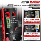 AMPCOM rj45 Crimper CAT7 Crimping Tool for Pass Through RJ11 RJ 45 Connector CAT6 CAT5E Modular Plugs With Wire Stripper Cutter