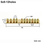 Grounding Bars Copper Wire Connector Multi-specification With Hole Screw Brass Connection Row Zero Ground Terminal Electrical