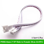 PHB2.0 PHB 2.0MM Pitch Double Row With Lock Catch Wire Cable Connector 2x2P/3P/4P/5P/6P 20cm 26AWG Male and Female Plug Socket