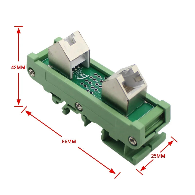 Din Rail Mounting RJ45 Female To Female Splitter Board RJ45 45 Degree Breakout Board