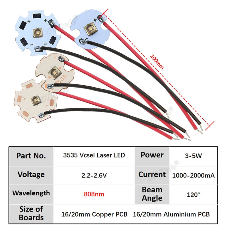 LED 3W 5W 3535 Laser VCSEL Infrared IR 808nm 850nm 940nm 980nm 1064nm Bead Lamp Patch Light Sensing Monitoring Night Vision Diod