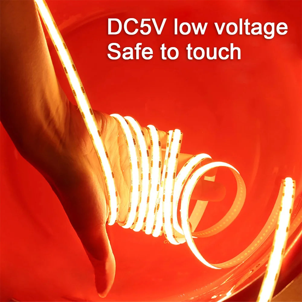 DC 5V USB COB Led Strip Light White/Red/Green/Pink/Ice Blue/Yellow 320 Leds Flexible Ribbon Night Lamp TV Backlights Home Decor