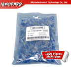 SAMIROB 1000pcs blue green red yellow white 3mm led light-emitting diodes Diffused