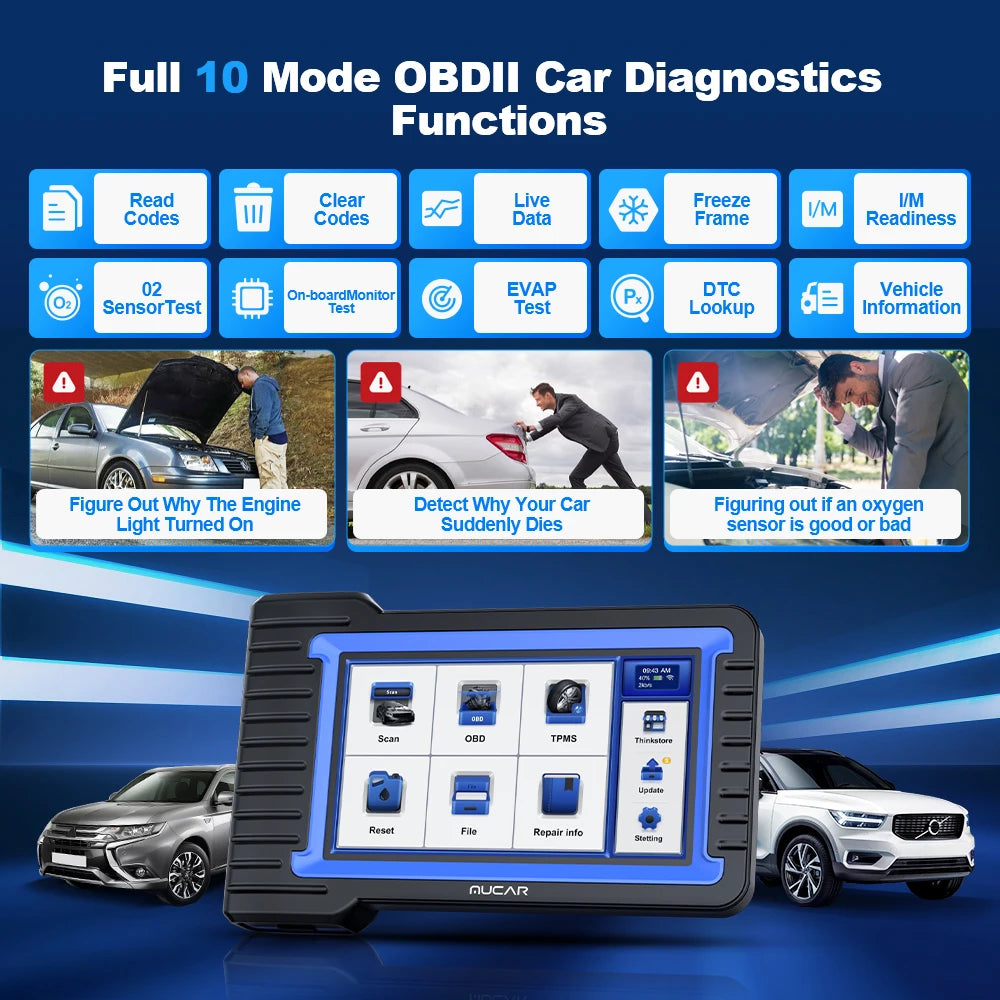 MUCAR VO7S CANFD Professional Scan Tool Bi-Directional Control ECU Coding Auto Car Diagnostic Tool Full System OBD2 Scanner