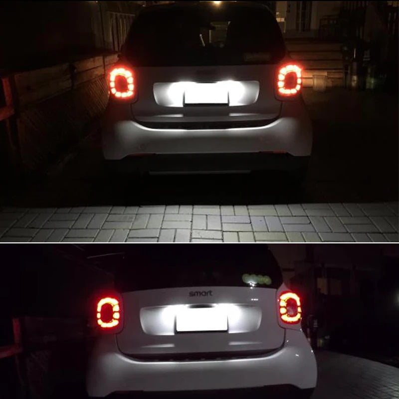 2PCS Xenon White CAN-bus LED License Plate Lights For 2016-18 W453 Smart Fortwo
