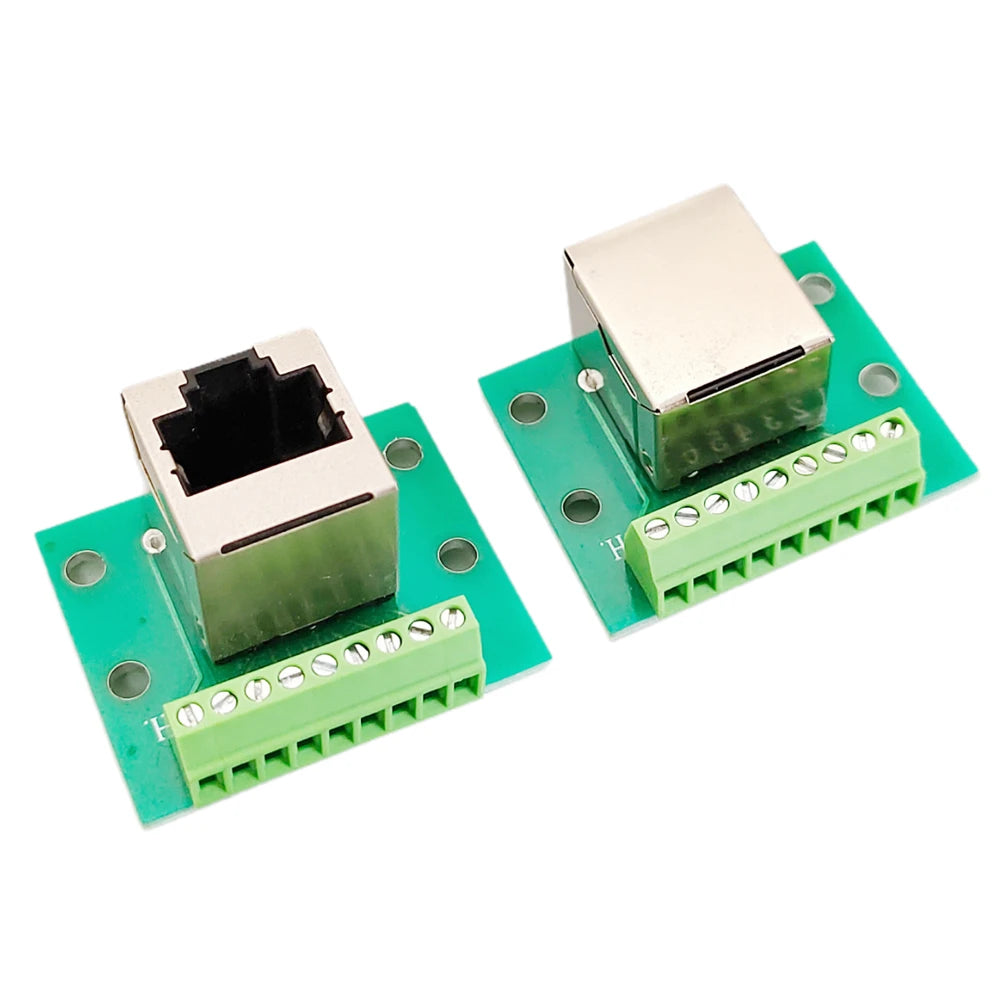 1PC RJ45 Ethernet Female to KF128-9P Screw Terminal Adapter Board 2.54mm Pitch Breakout Board for PCB