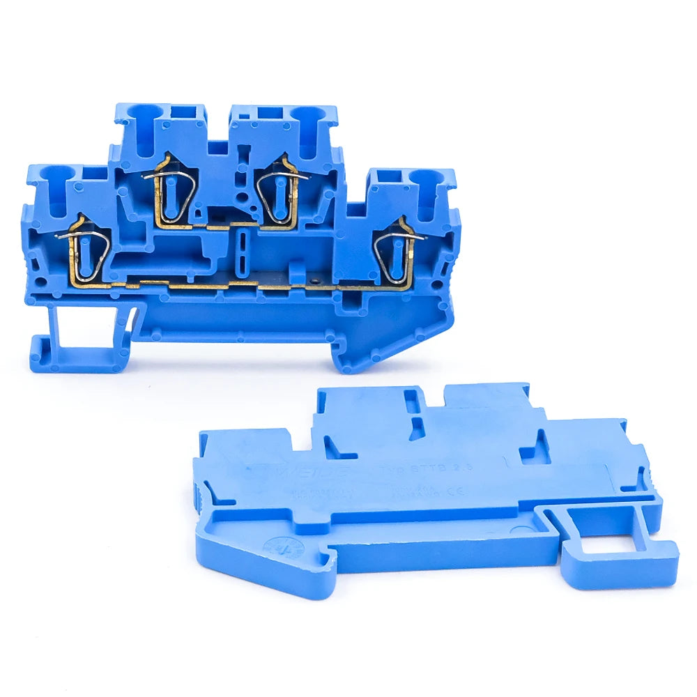 STTB 2.5 DIN Rail Terminal Block 50Pcs, Double Layer 2.5mm² Spring Clamp Compact Electrical Connectors for Industrial