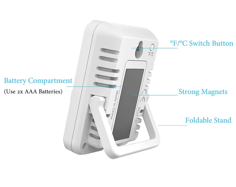Indoor Digital Temperature Humidity Meter With Stand Magnet Portable House Office Temperature Monitor Thermometer Hygrometer